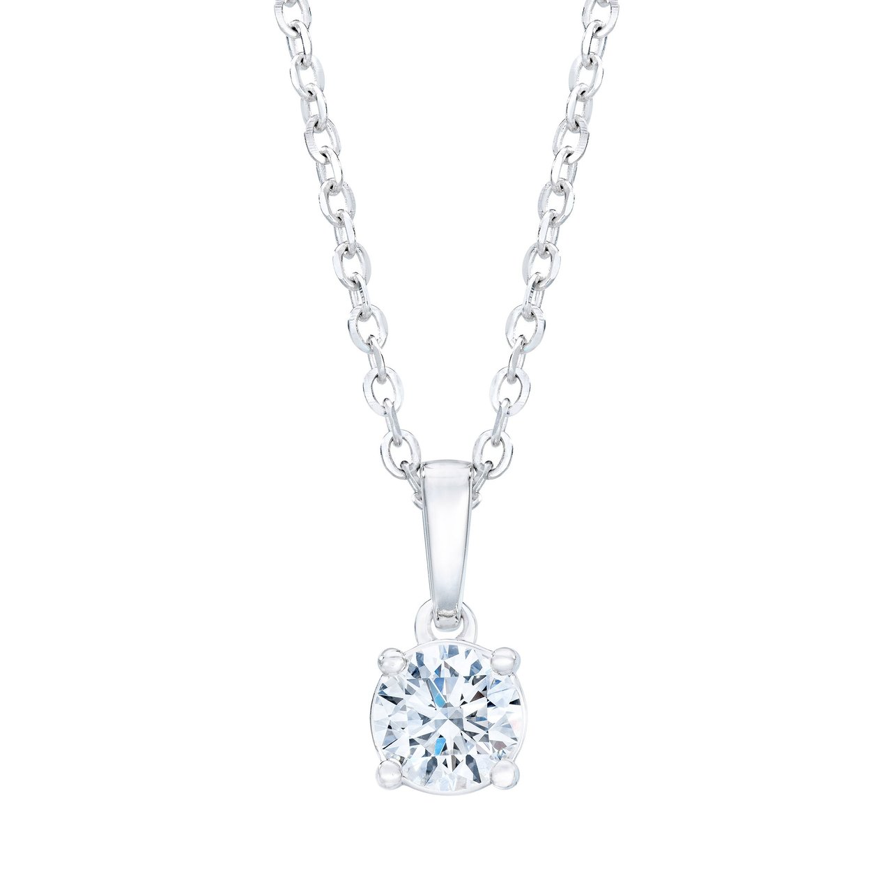 14kt White Gold VS2 I 0.90ct Round Diamond Solitaire Pendant - Image 1