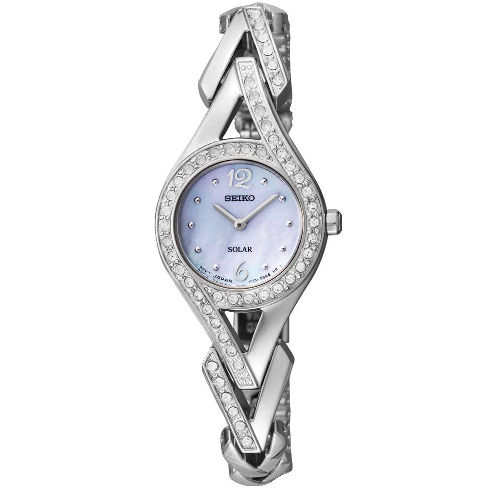 Seiko Solar Ladies Silvertone Crystal Watch