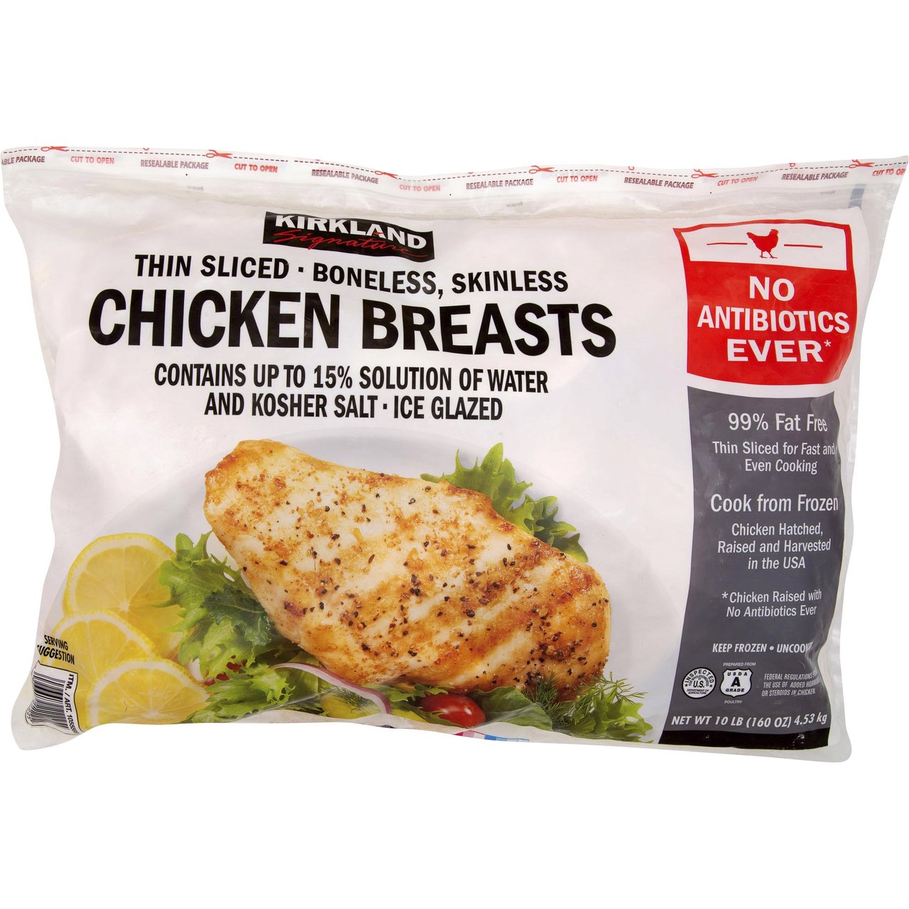 Kirkland Signature Thin Sliced Boneless Chicken Breast 10 lbs - Image 1
