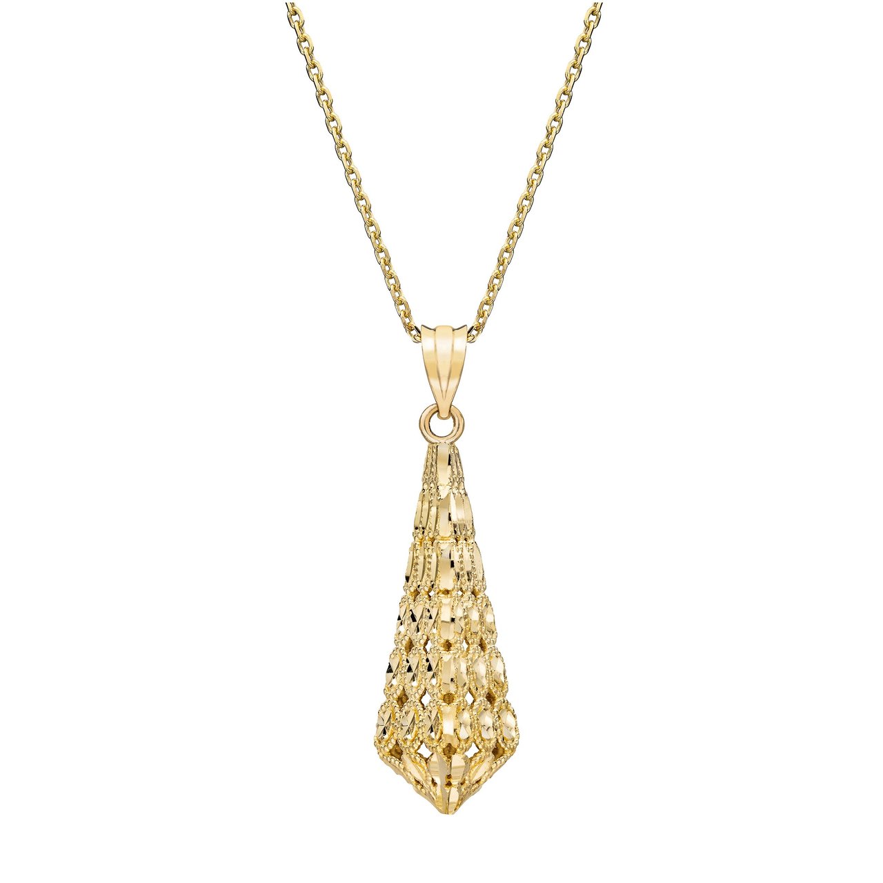 14kt Yellow Gold Dimensional Geometric Pendant with 18" Chain - Image 1