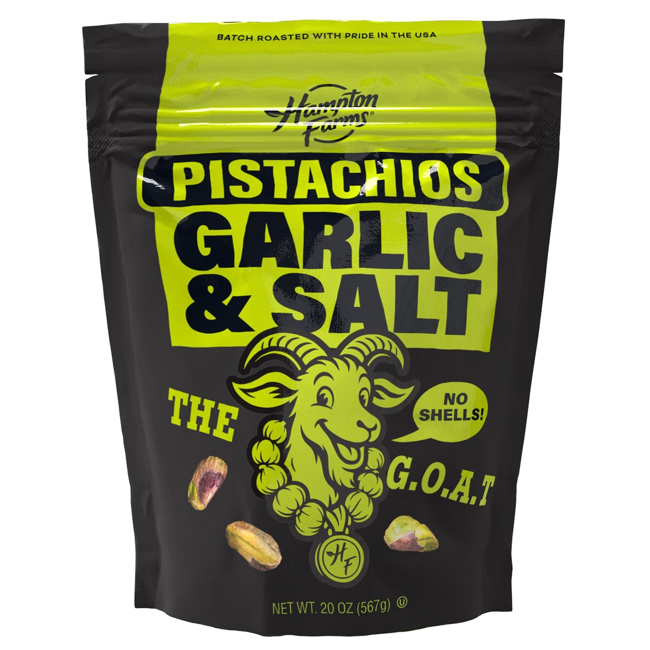 Hampton Farms Garlic & Salt Pistachios 20 Ounce Bag - Image 1