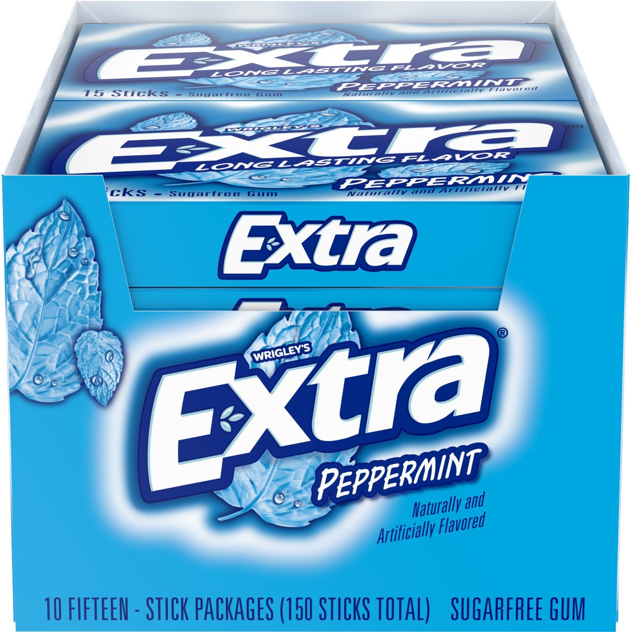 Wrigley's Extra Peppermint Sugar-Free Gum, Slim Pack, 10 CT/15 Sticks - Image 1