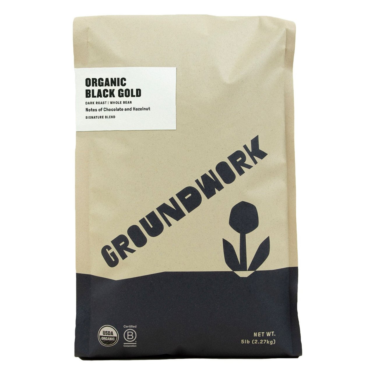 Groundwork Organic Coffee Black Gold Whole Bean Dark Roast 2 lbs - Image 1