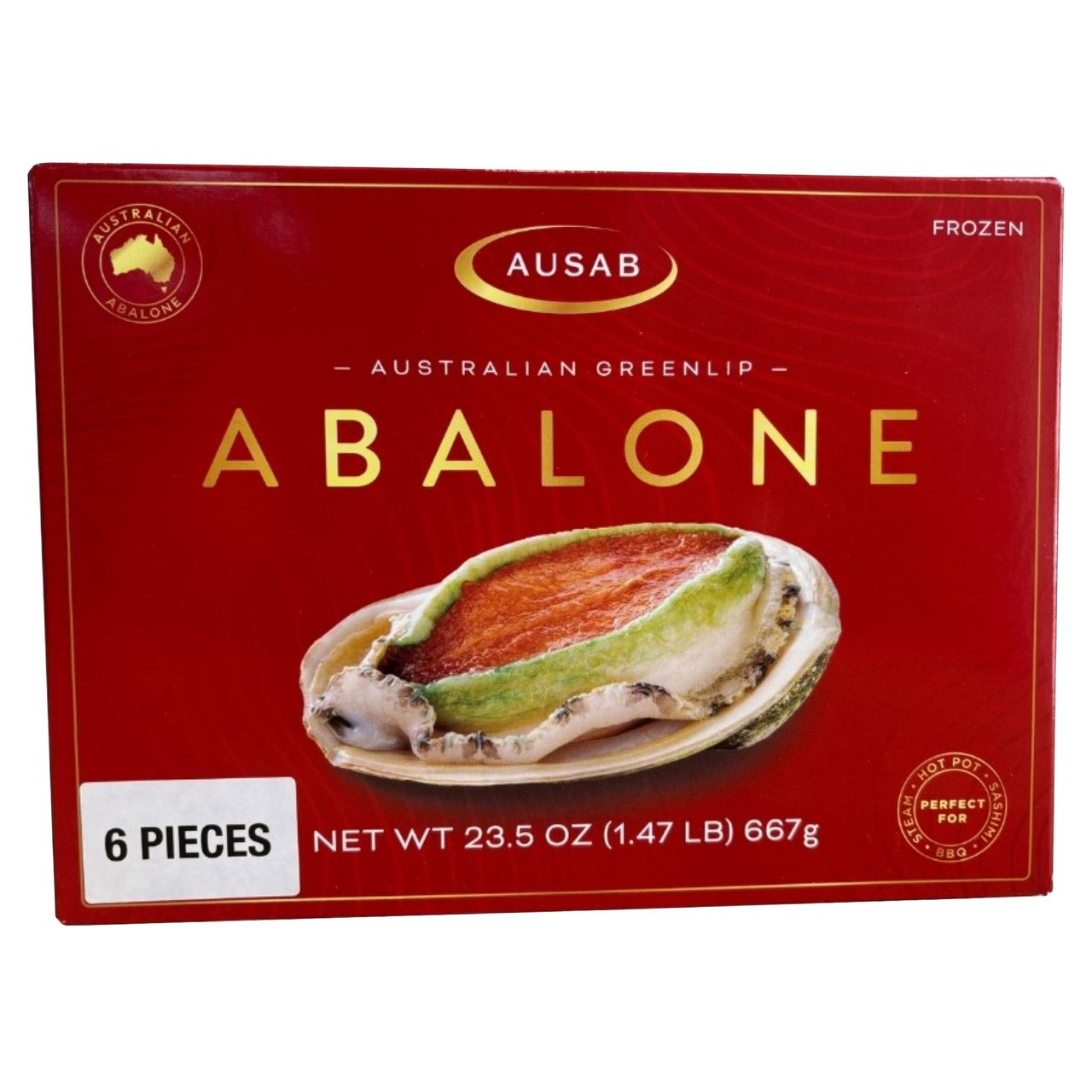 Ausab Greenlip Abalone with Shell 6 Count 1.47 Pounds - Image 1