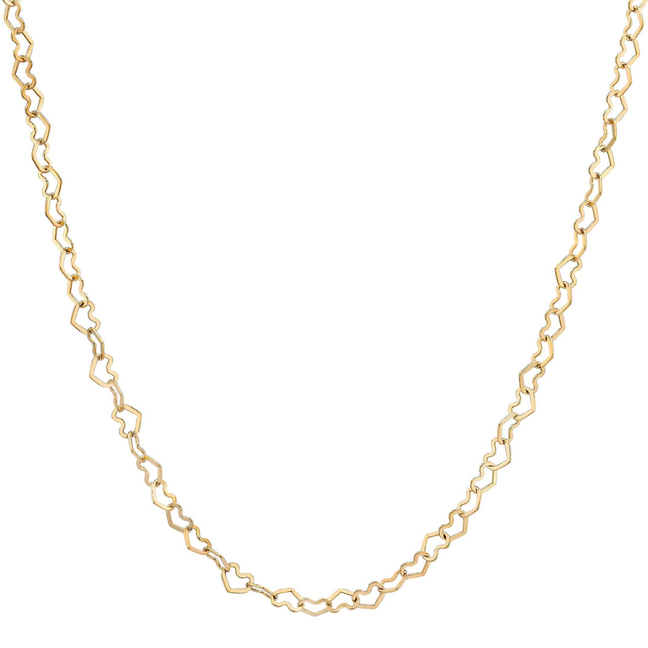 14KT Yellow Gold 18" Heart Link Necklace Made in Italy - Image 1