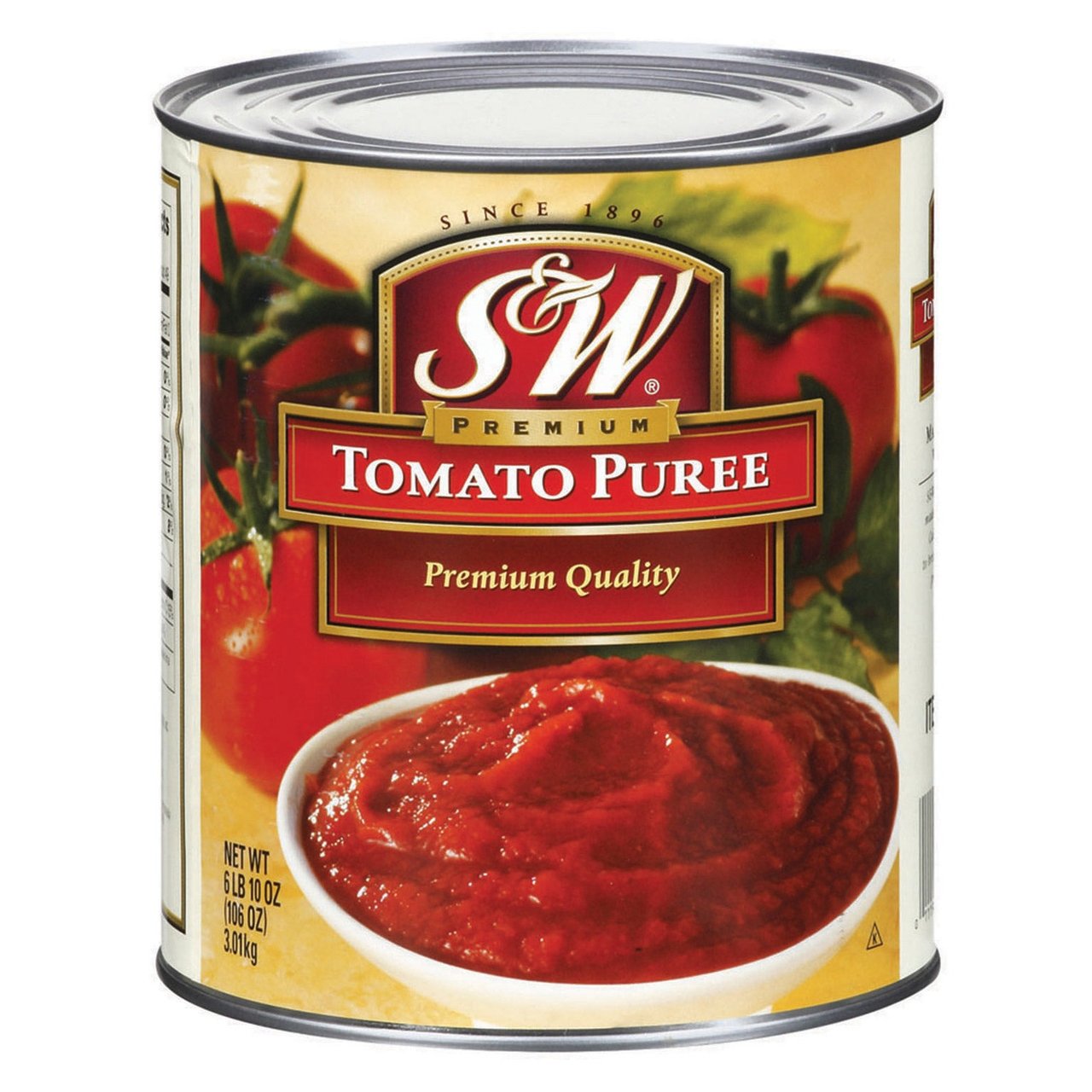 S&W Tomato Puree, Premium Tomatoes, #10 Can, 106 Ounces - Image 1
