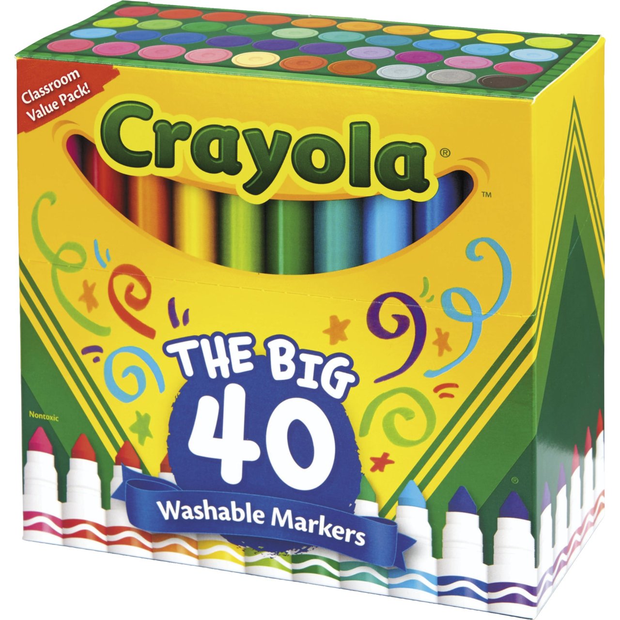 Crayola Ultra-Clean Washable Markers, Broad Bullet Tip, Assorted Colors, 40 CT - Image 1