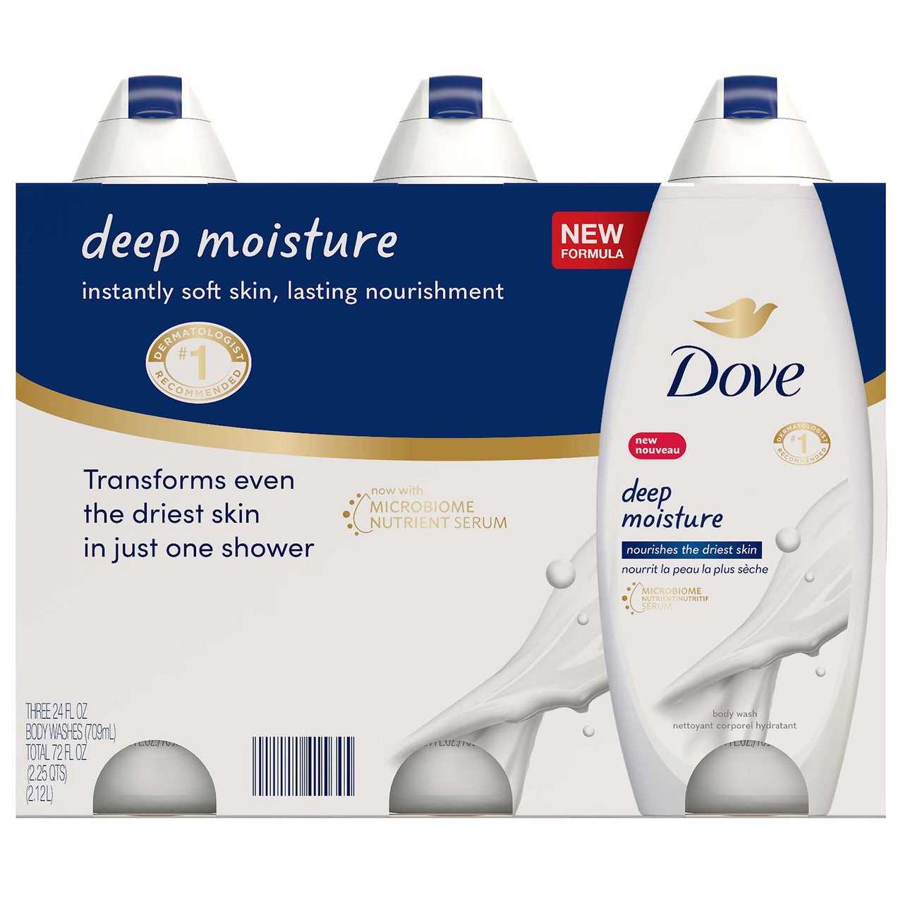 Dove Deep Moisture Body Wash 3 Pack - Image 1