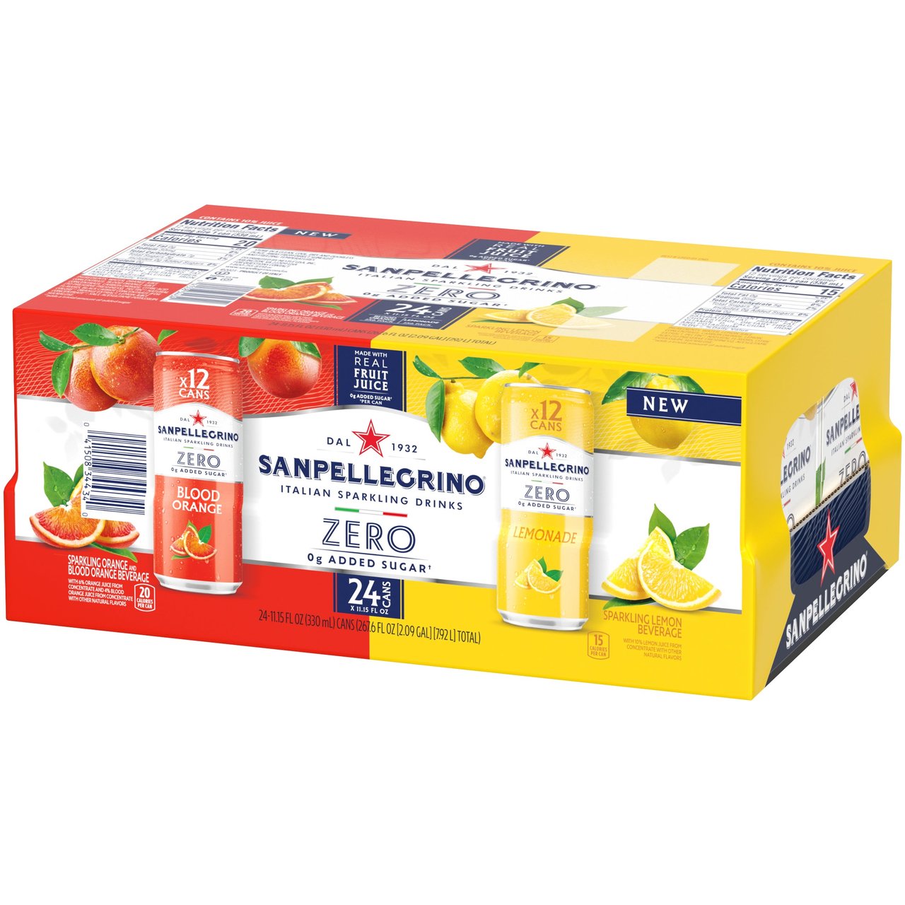 San Pellegrino Zero Added Sugar Variety Pack, 24-Count, 11.15 oz Cans