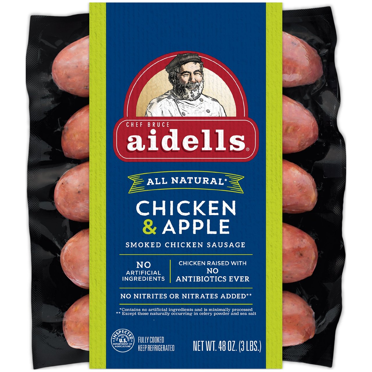 Aidells All Natural Chicken & Apple Sausage 48 oz (3 lbs)