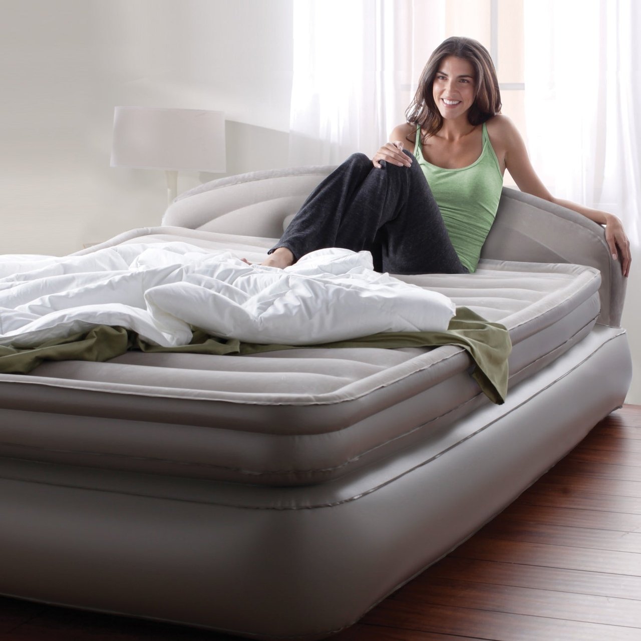 AeroBed 18" High Headboard Bed with Edge Ring Air Mattress - Image 1