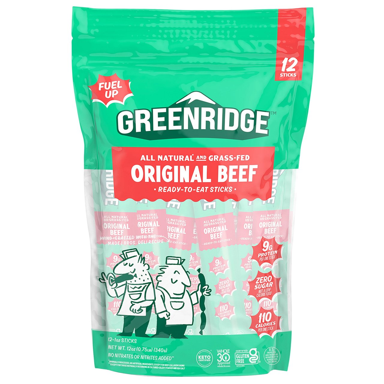 Greenridge Naturals Beef Snack Sticks, 12 Count Bag - Image 1