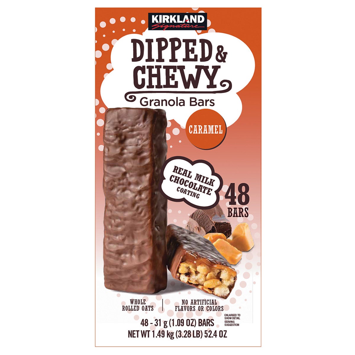 Kirkland Signature Dipped & Chewy Caramel Granola Bars, 48 × 1.09 oz (3.2 lbs) - Image 1