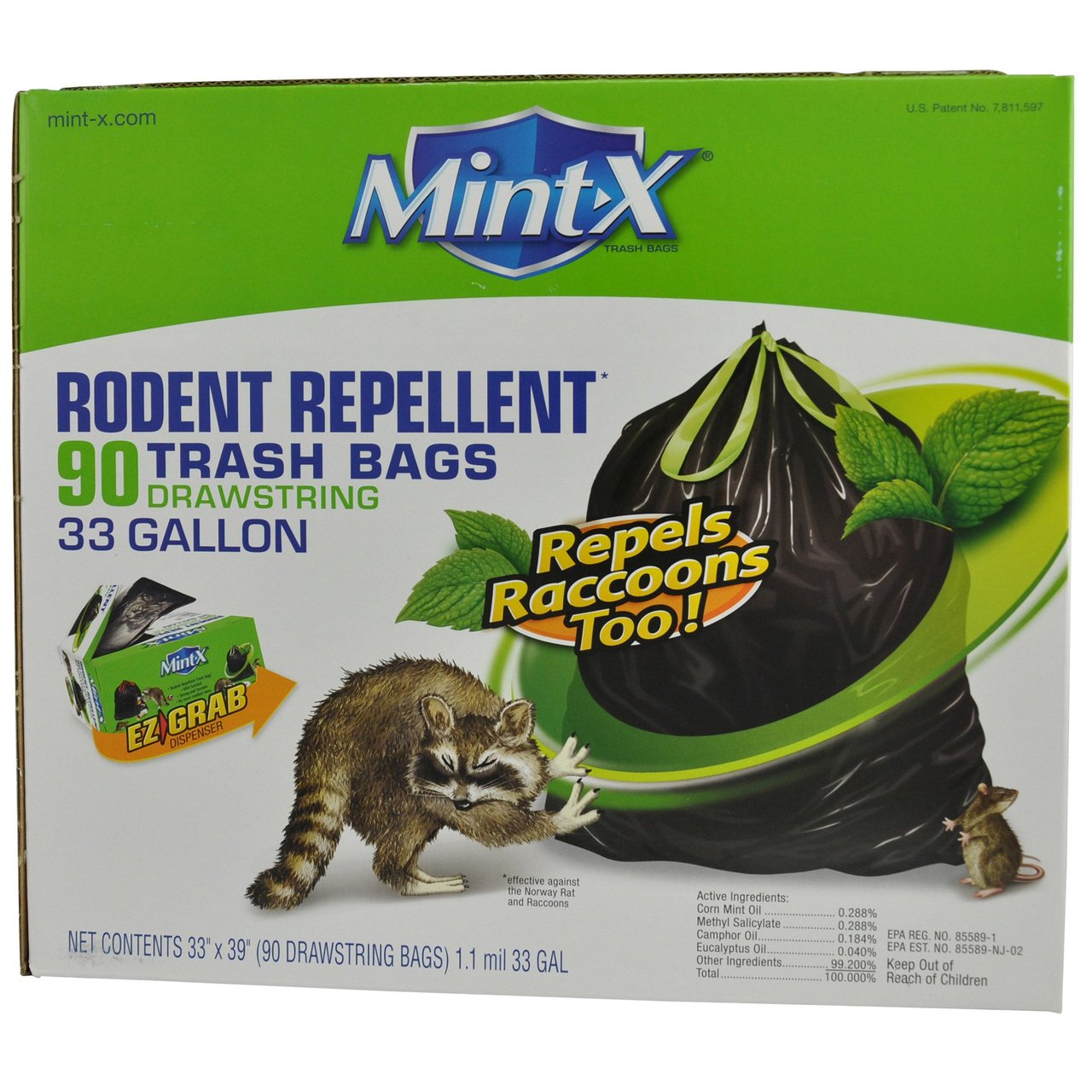Mint-X Rodent Repellent 33-Gallon Trash Bags, 90-Count Box