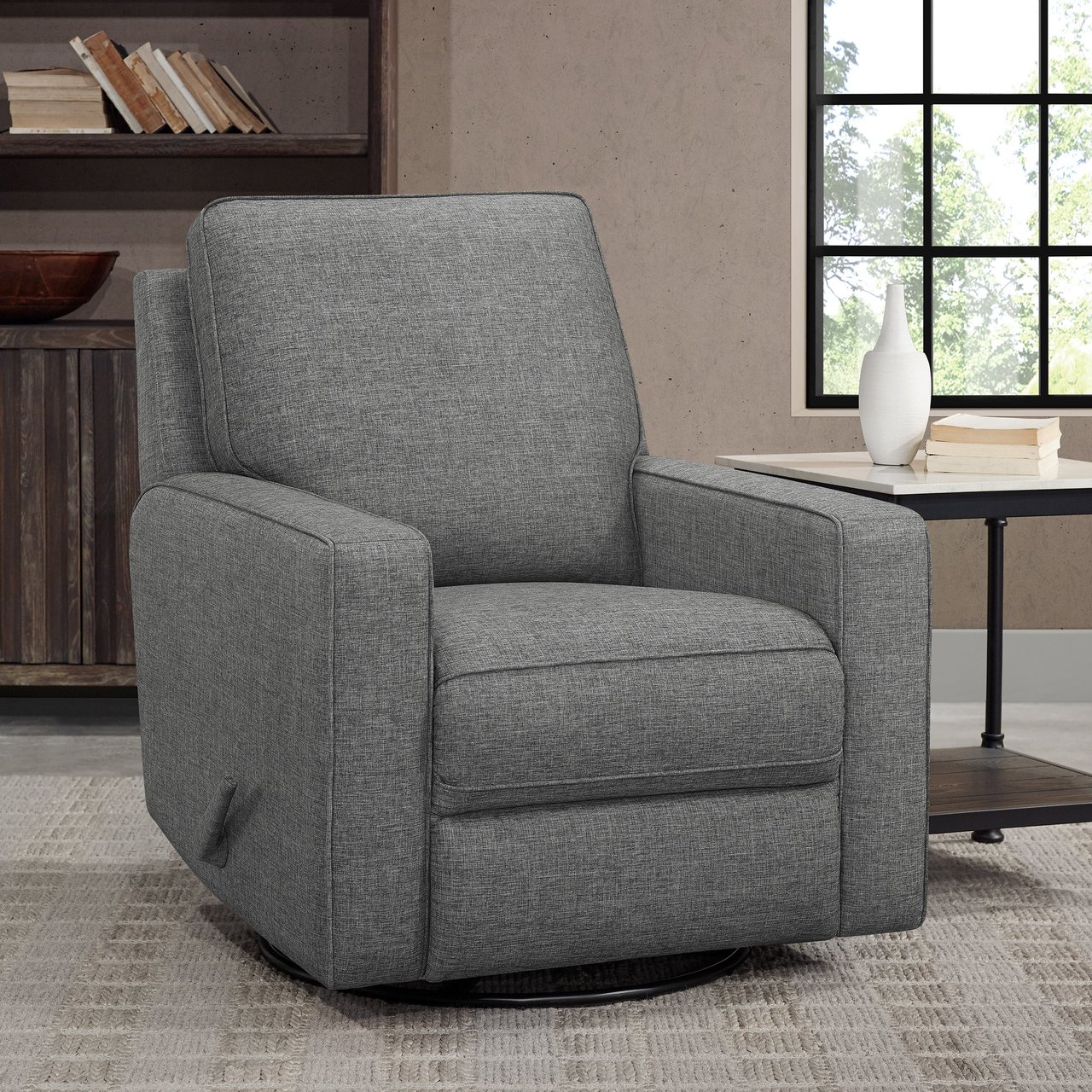 True Innovations Maine Fabric Swivel Glider Recliner - Image 1