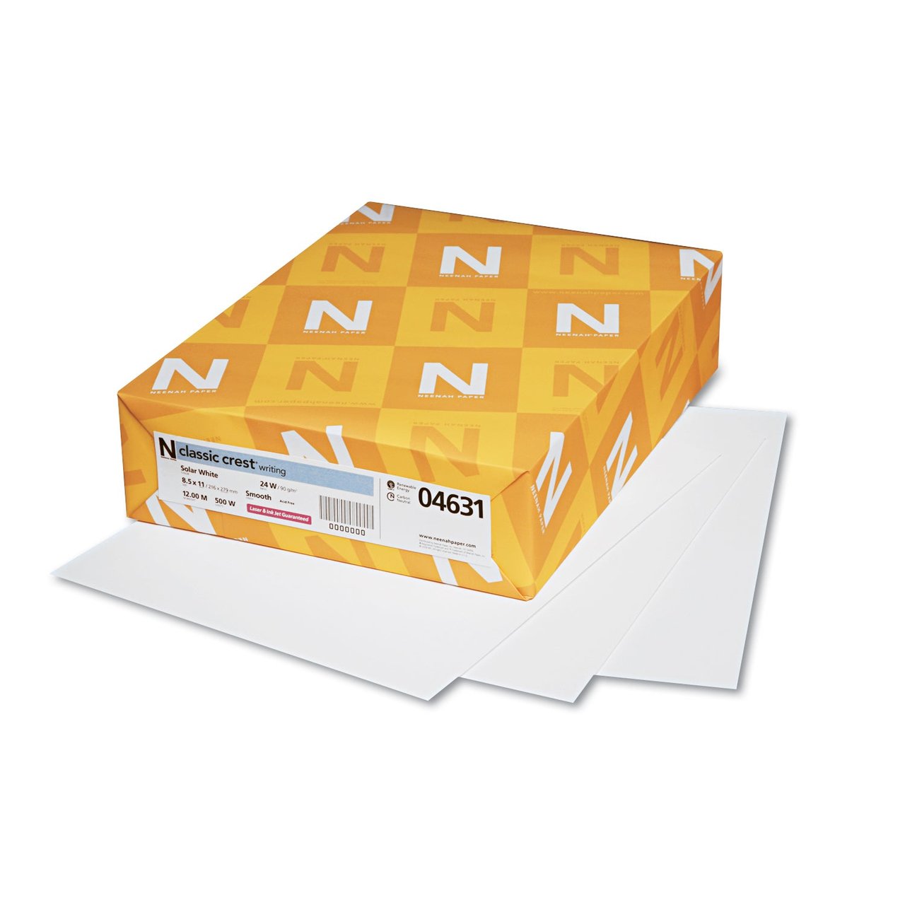 Neenah Classic Crest Paper 8.5x11 97 Brightness Solar White NEE04631
