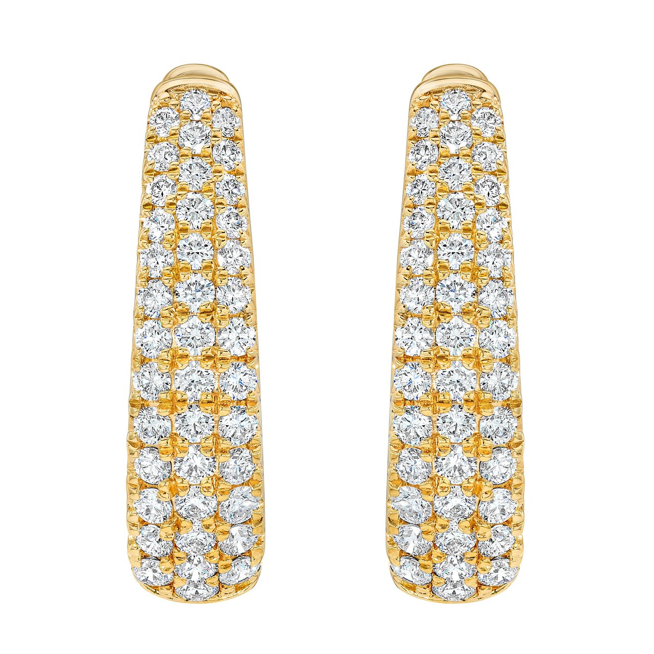 14KT Yellow Gold VS2 G 1.75 CTW Round Diamond Hoop Earrings