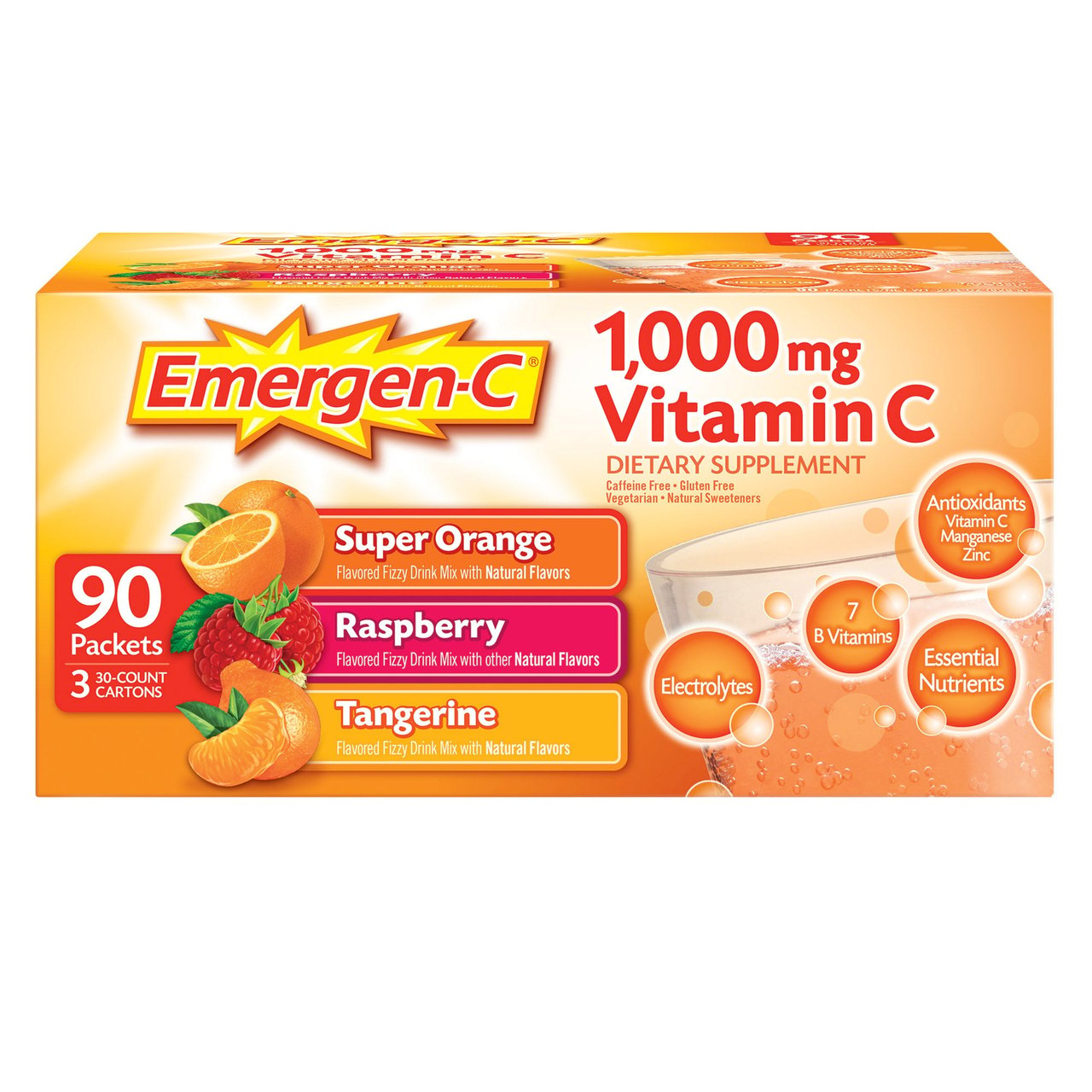 Emergen-C Vitamin C 1000mg 90 CT Variety Pack - Image 1