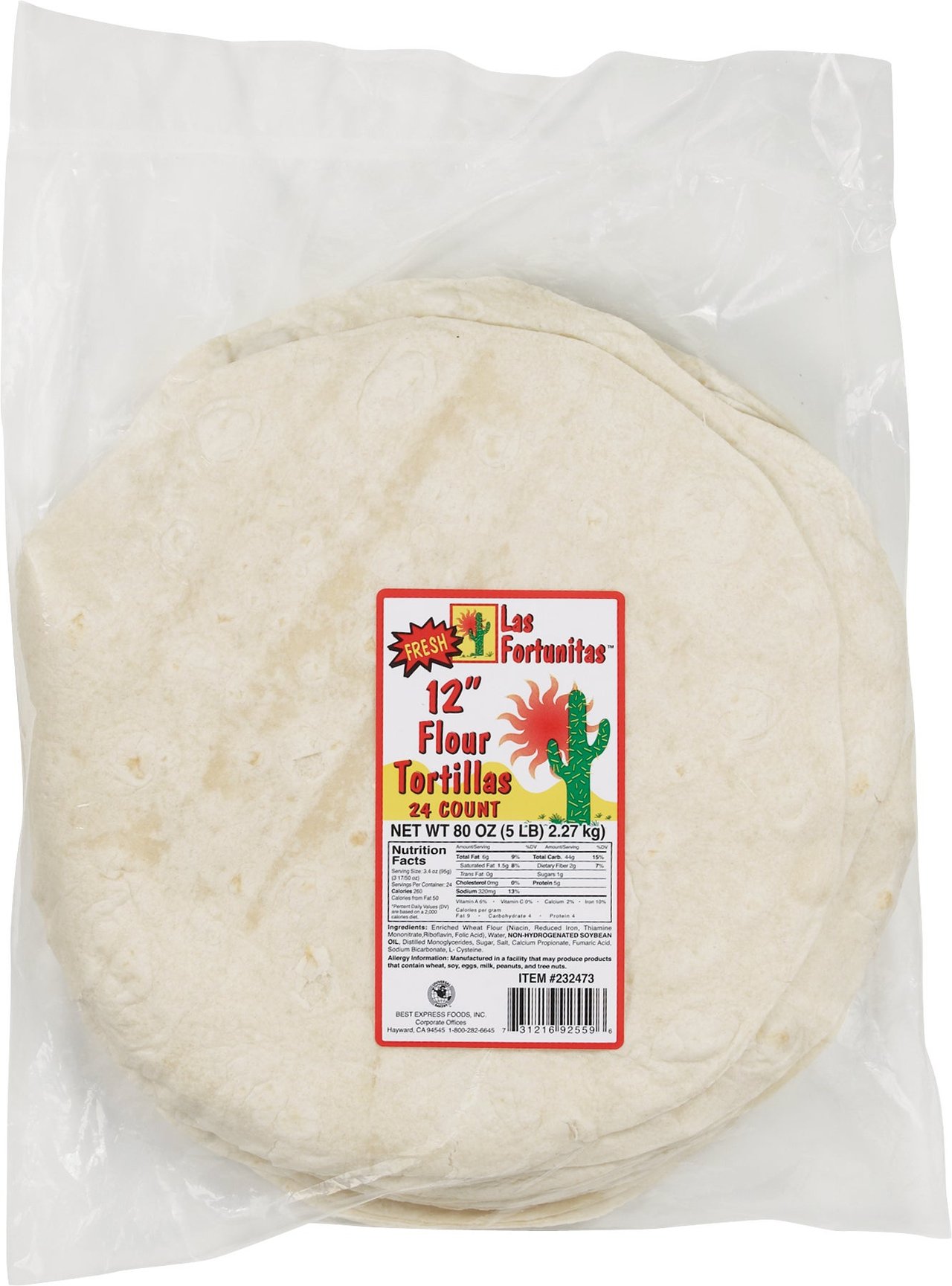 Las Fortunitas 12" Flour Tortillas, 24 CT