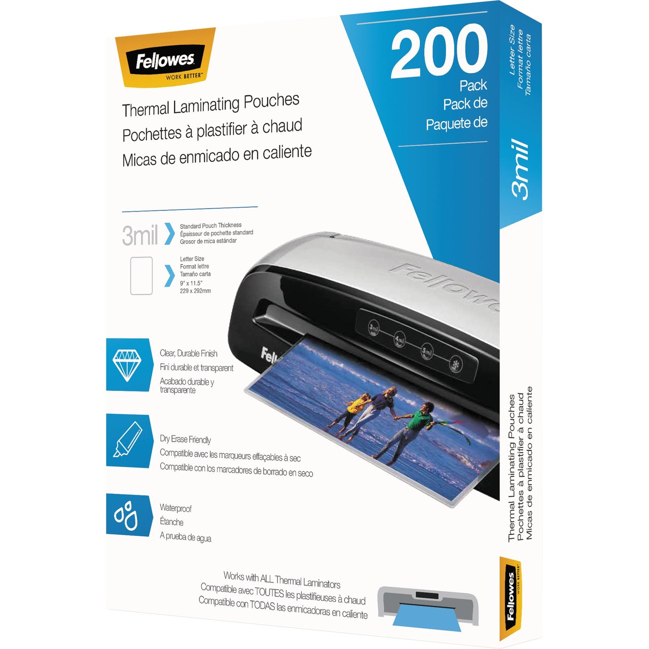 Fellowes Laminating Pouches 9x11.5, 3 Mil, Clear (FEL5743401)