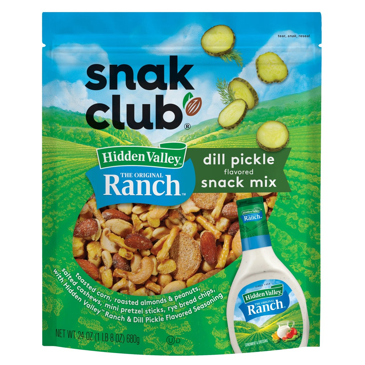Snak Club Hidden Valley Ranch & Dill Pickle Snack Mix, 24 oz - Image 1