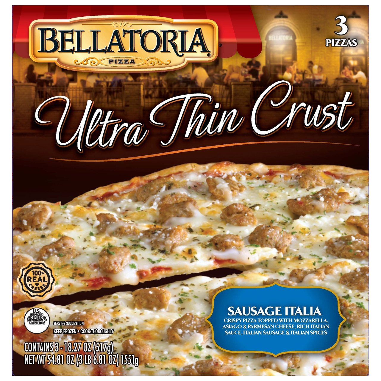 Bellatoria Sausage Italia Pizza 3 Count Box - Image 1