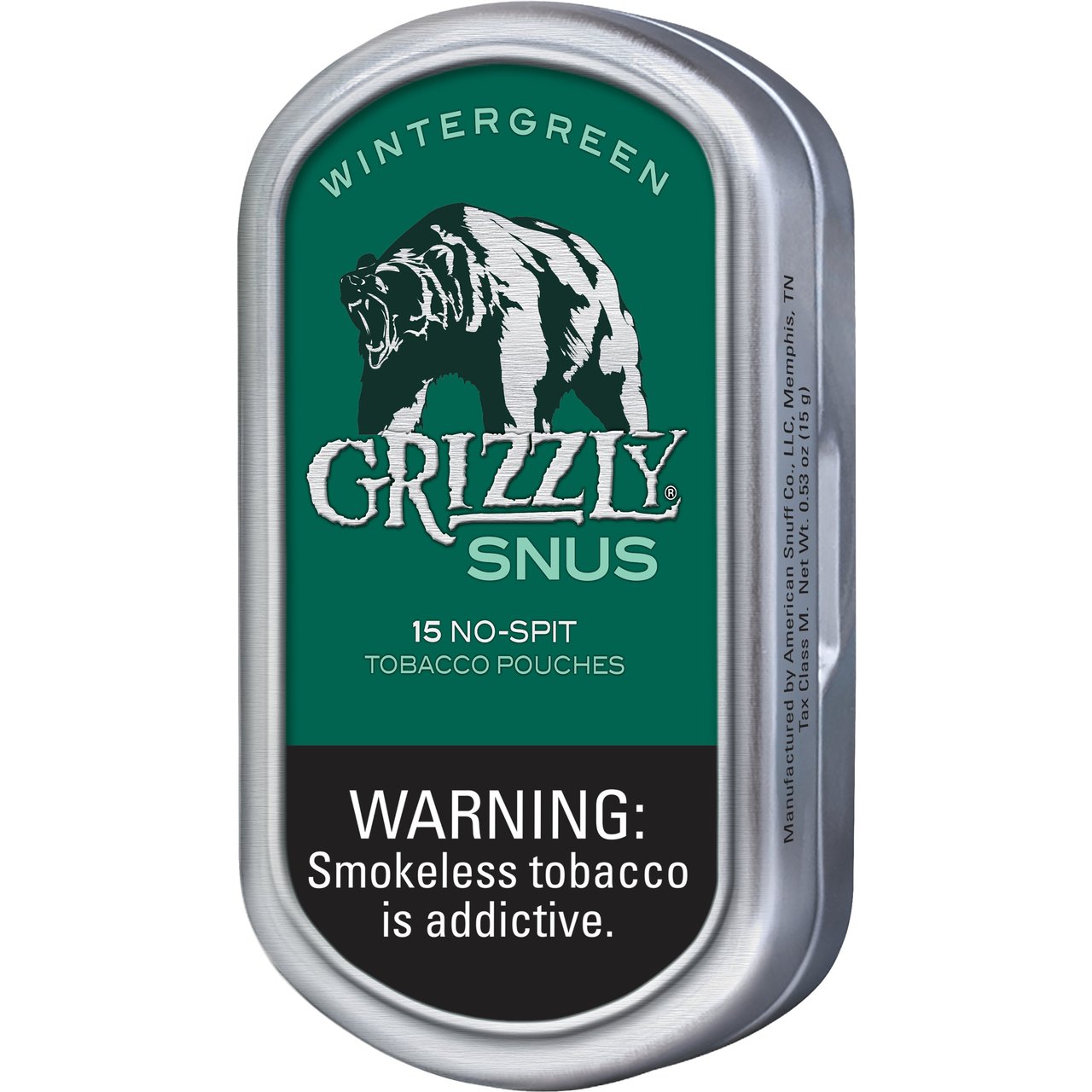 Grizzly Snus Wintergreen 5-Pack, 0.53 oz Tins