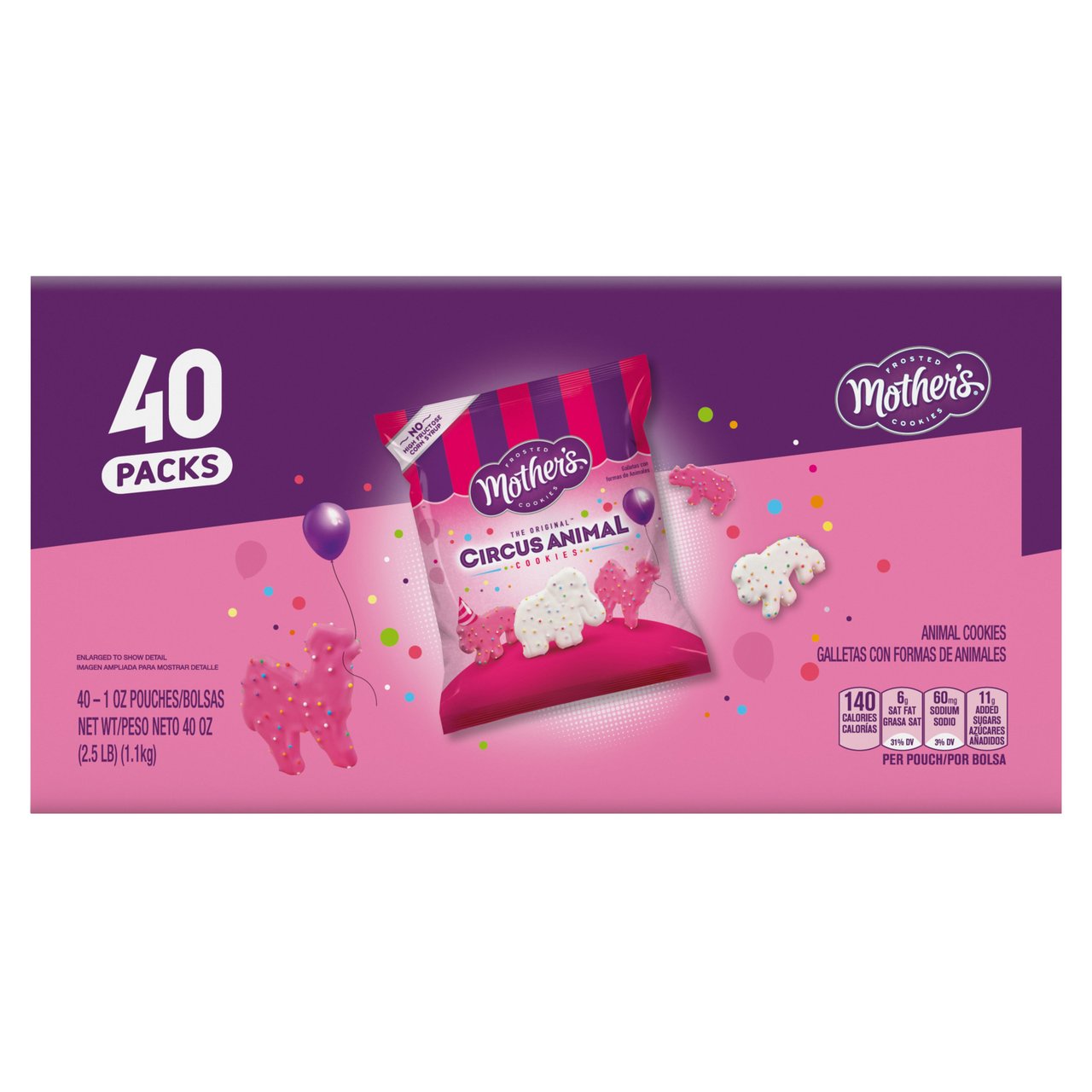 Mother's Original Frosted Circus Animal Cookies, 40 Count (1 oz Each) - Image 1