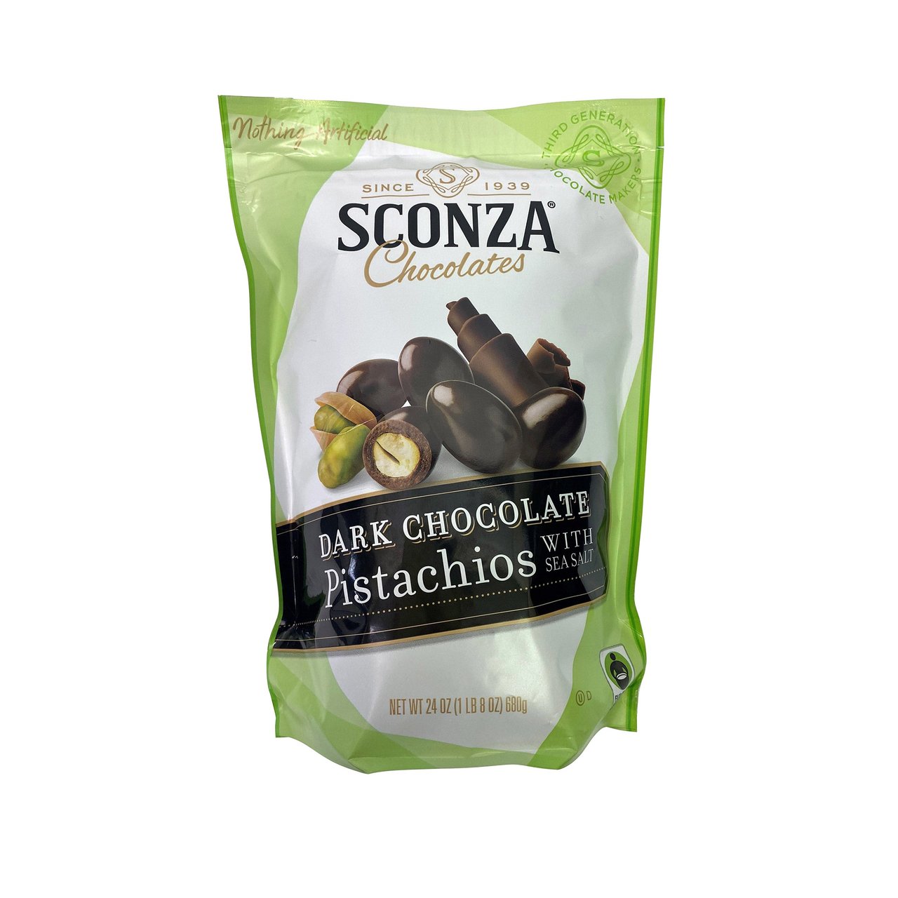 Sconza Dark Chocolate Sea Salt Pistachios, 24 oz