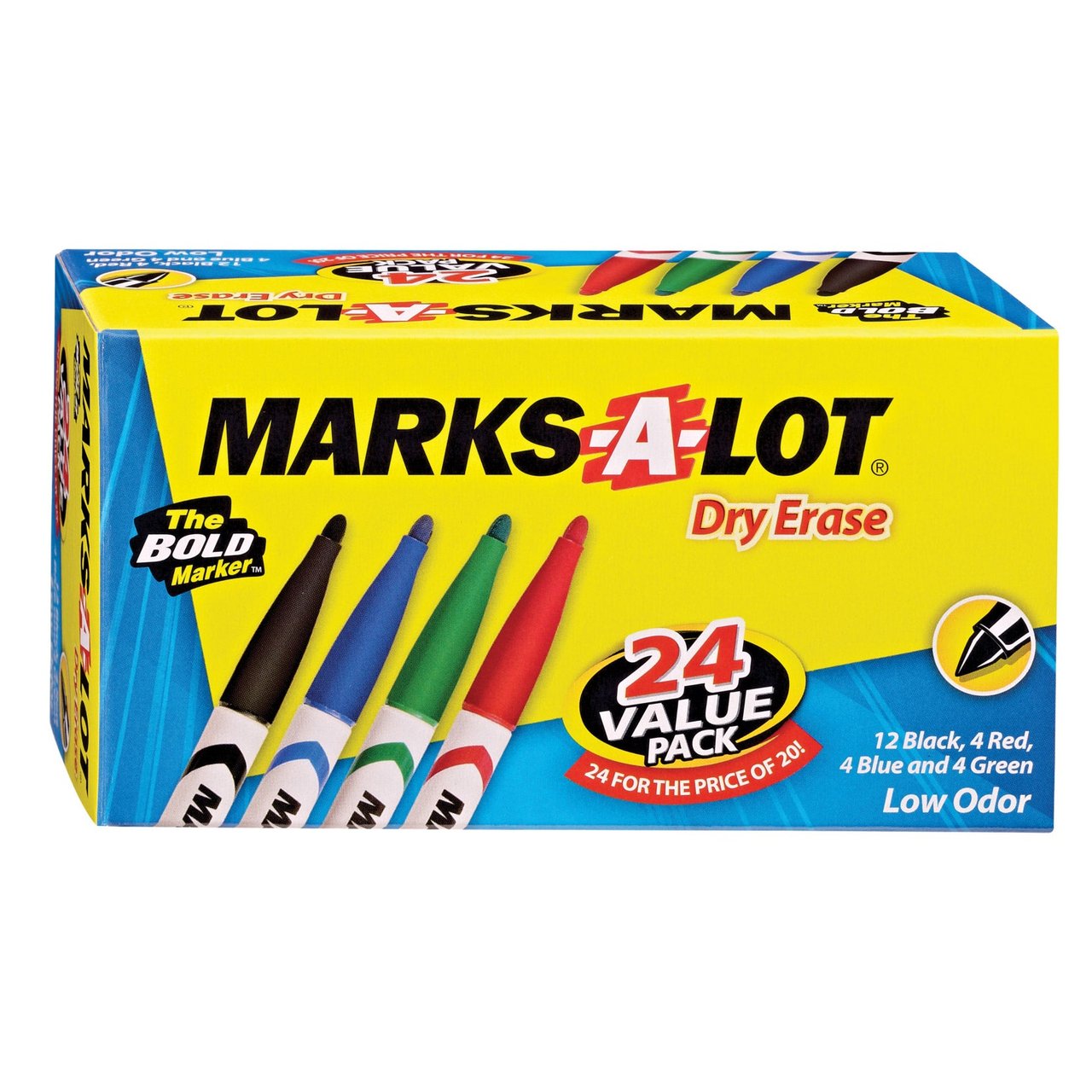 Avery Marks A Lot Pen-Style Dry Erase Markers, Bullet Tip, Assorted Colors, 24-Count (AVE29860) - Image 1
