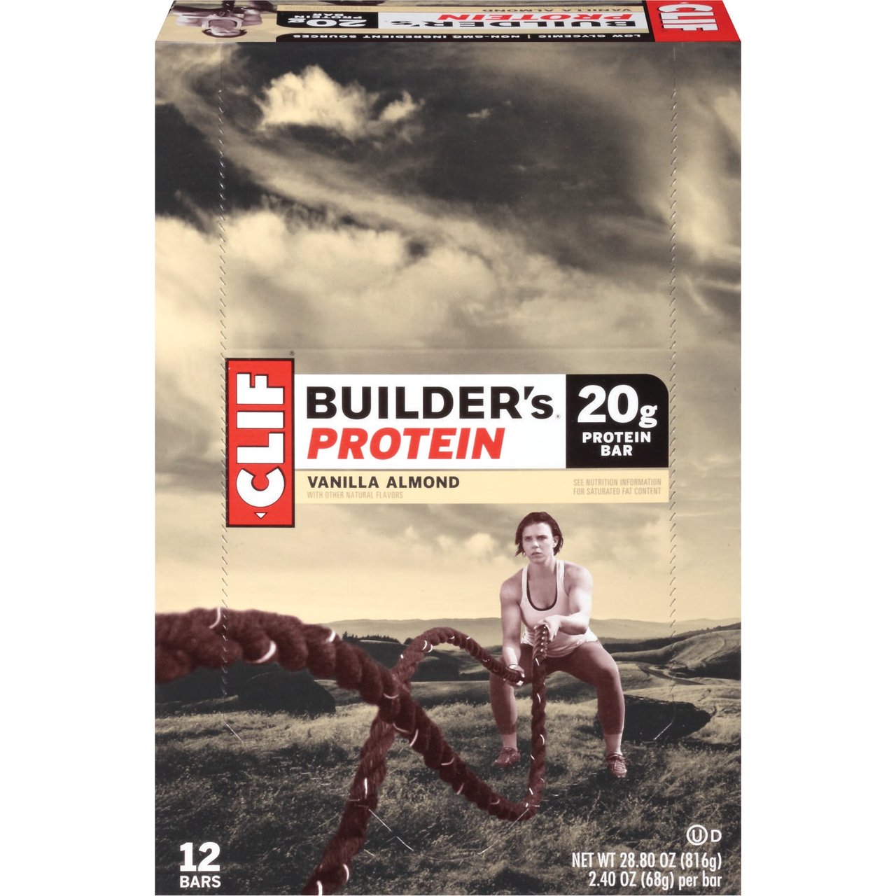 CLIF Builders Vanilla Almond Protein Bar, 12 Count