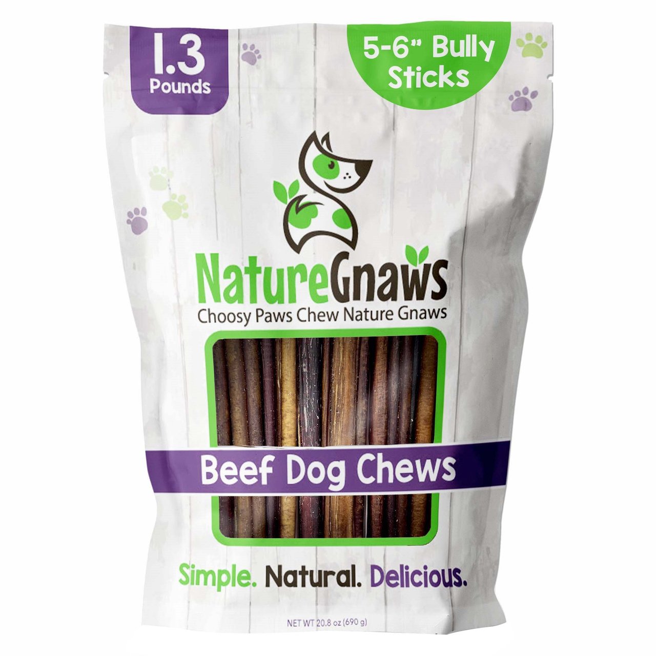 Nature Gnaws 5-6" Bully Sticks, 1.3 lbs Bag