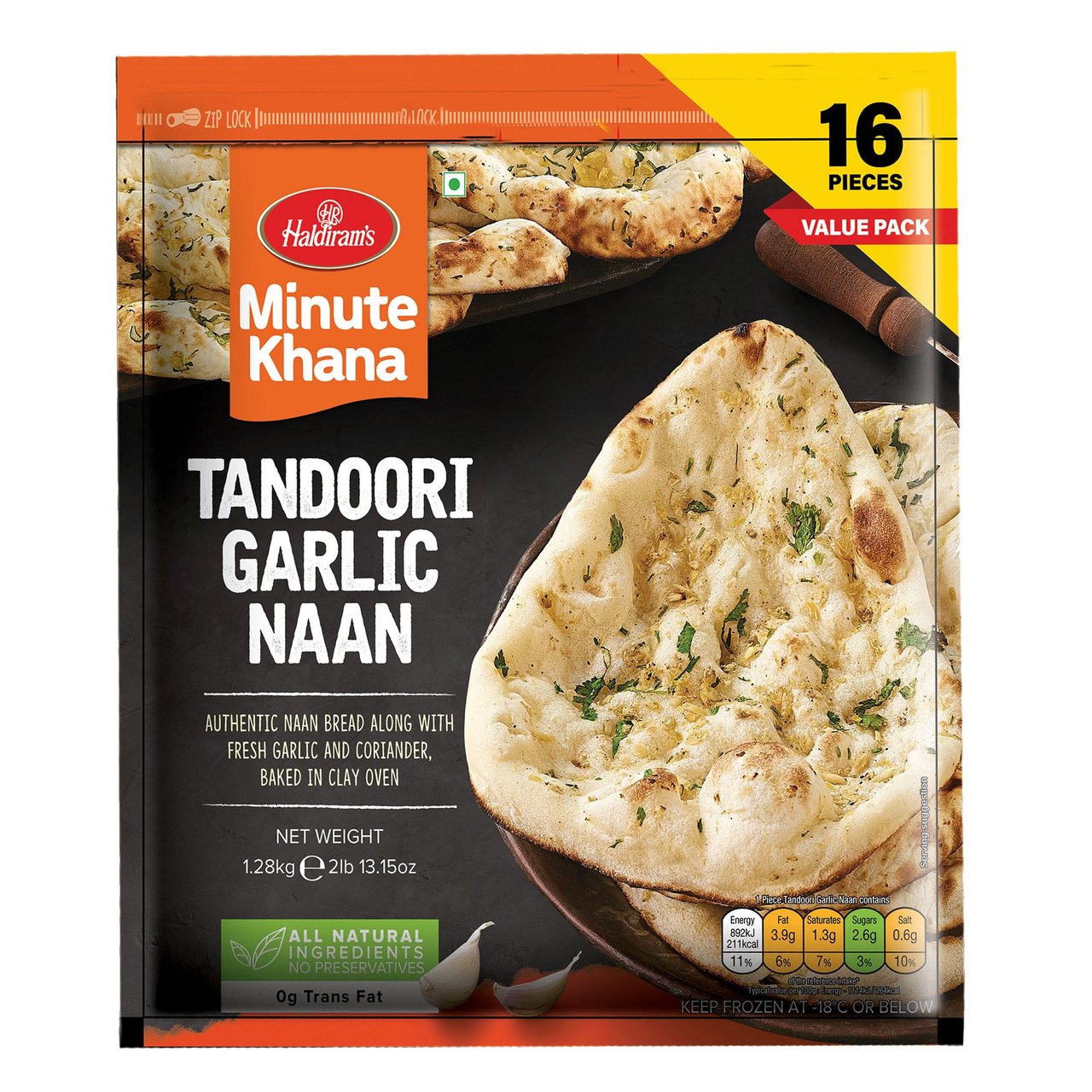 Haldiram's Tandoori Garlic Naan, 16 ct