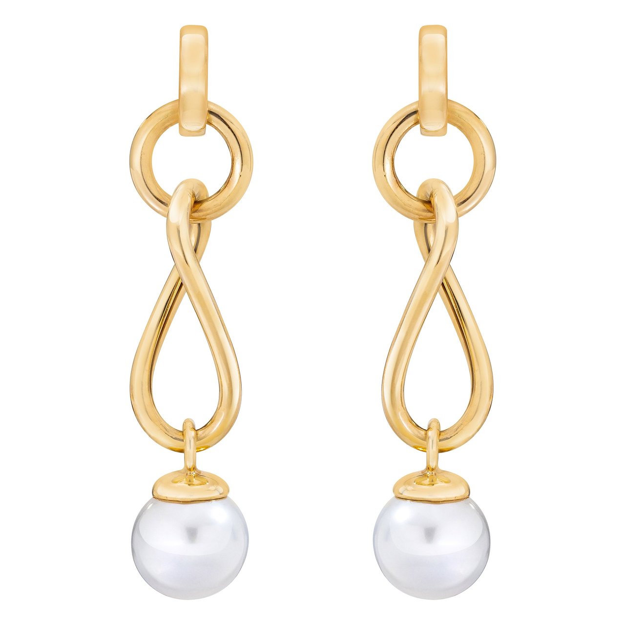 14kt Yellow Gold Freshwater Cultured Pearl 9-9.5mm Twist Earrings - Image 1