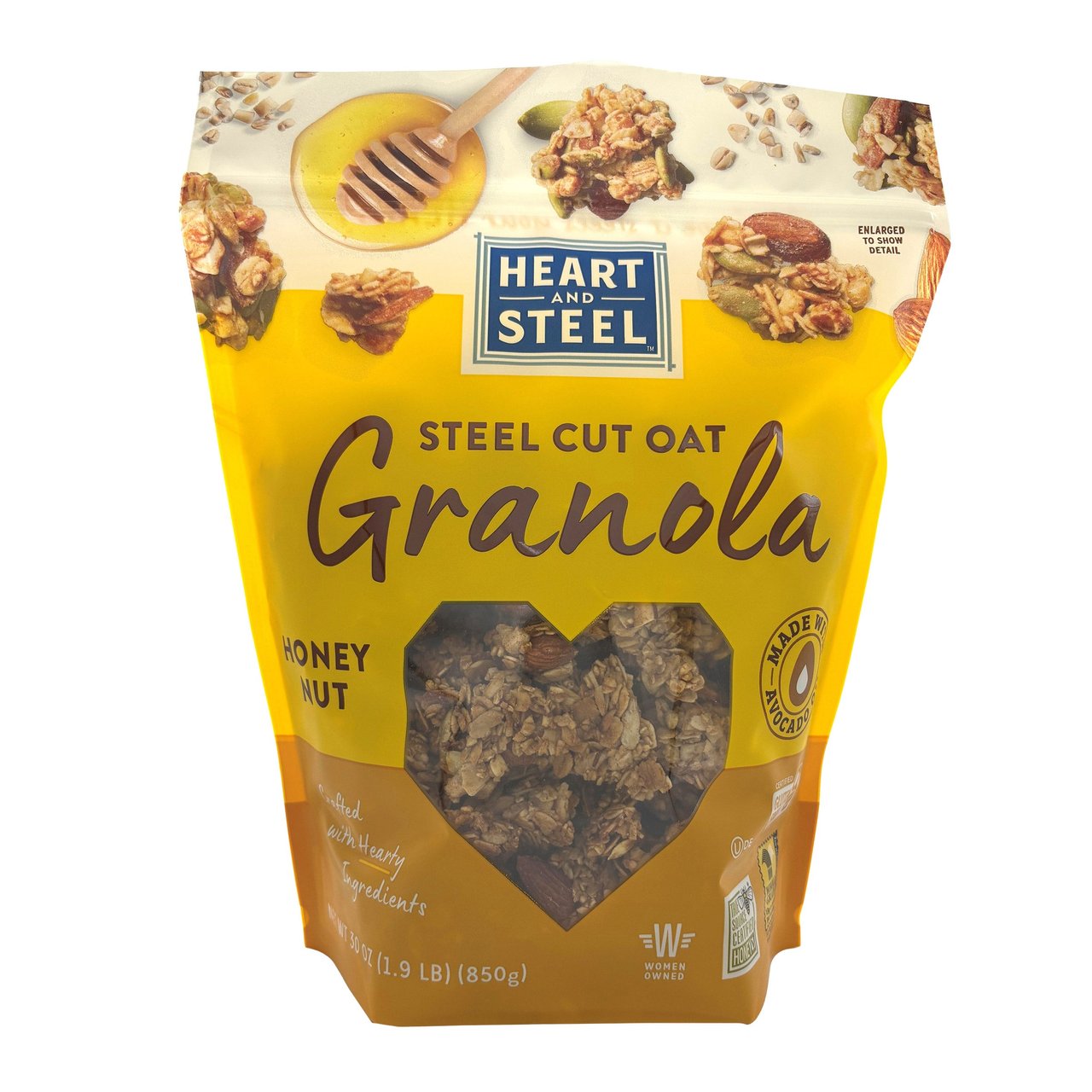 Heart & Steel Steel Cut Oat Granola Honey Nut 30 oz - Image 1