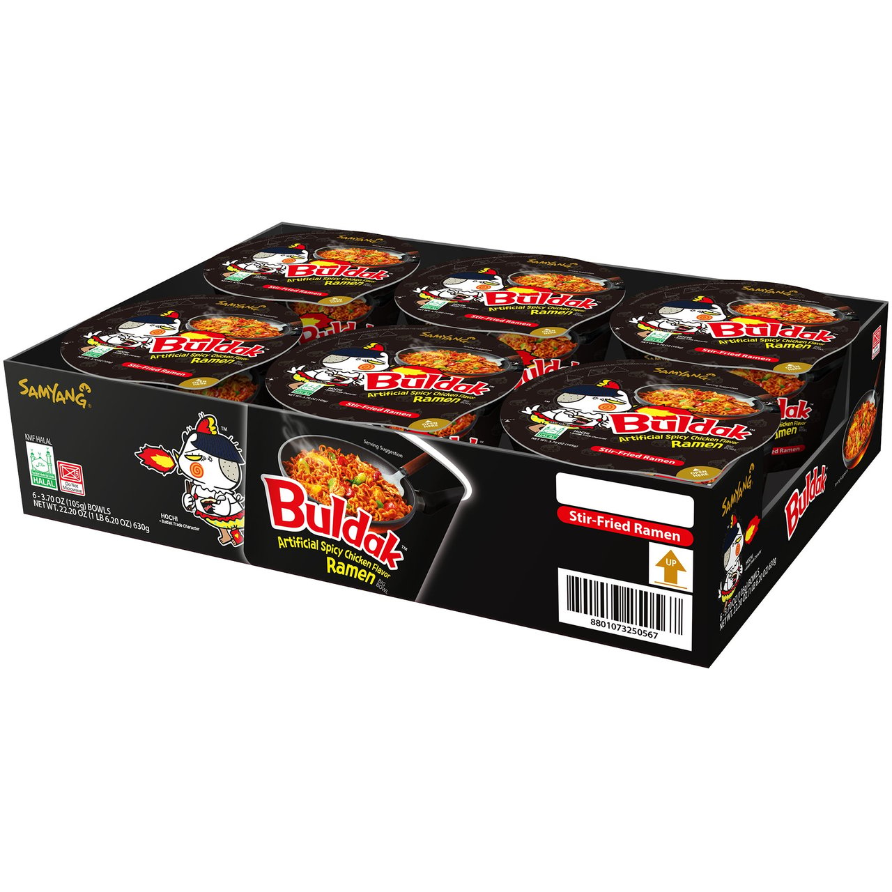 Samyang Buldak Hot Chicken Ramen Bowl, 6-Count, 3.7 oz Each