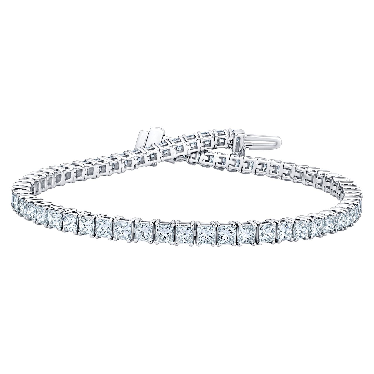 14KT WHITE GOLD VS2 I 6.00CTW PRINCESS CUT DIAMOND BRACELET - Image 1