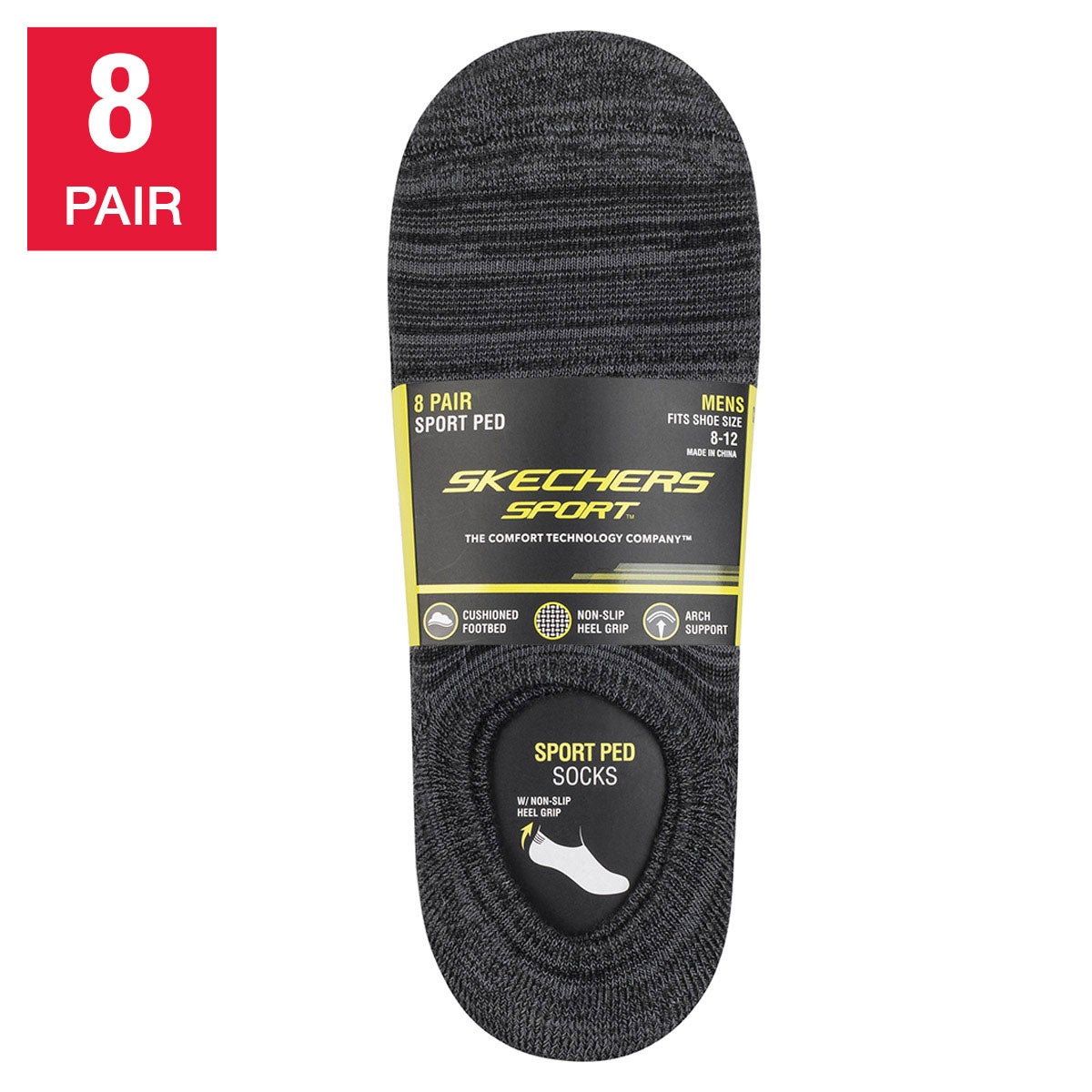 Skechers Men's Sport Ped Sock, 8-Pack - Image 1