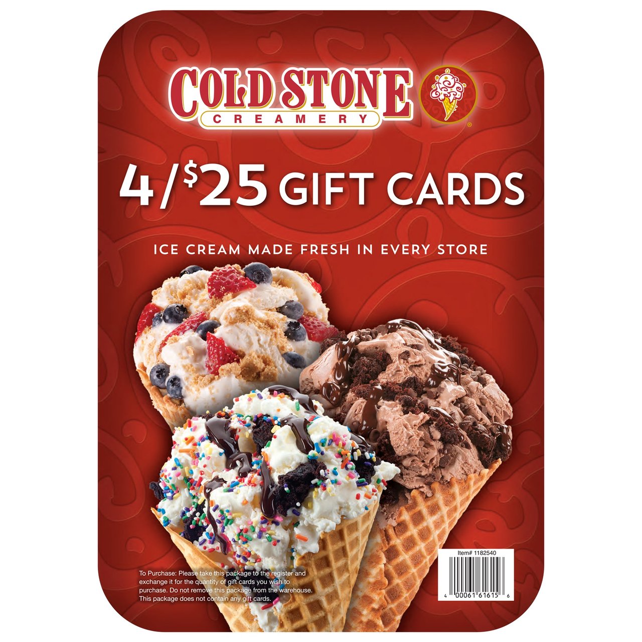 Cold Stone Creamery 4-Pack $25 Gift Cards (Non-Refundable) - Image 1
