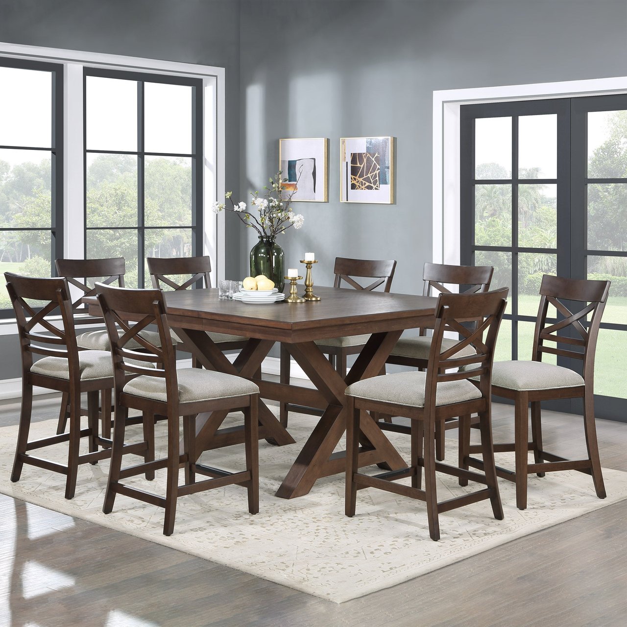 Northridge Home Collins 9-Piece Counter Height Dining Table Set - Image 1