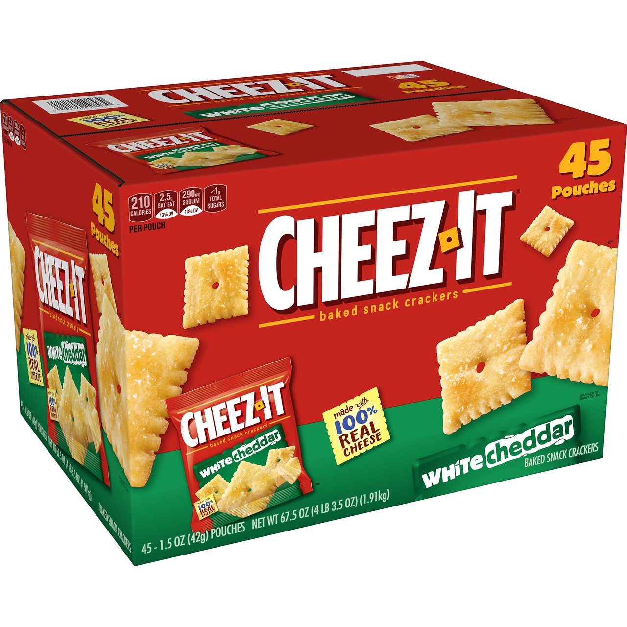 Cheez-It White Cheddar Baked Snack Crackers, 45 ct, 1.5 oz Each - Image 1