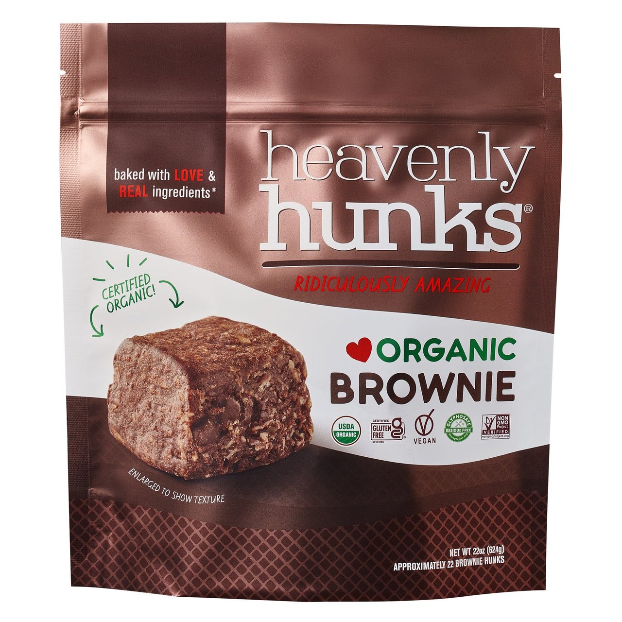 Heavenly Hunks Organic Brownie 22 oz (1.37 lbs)