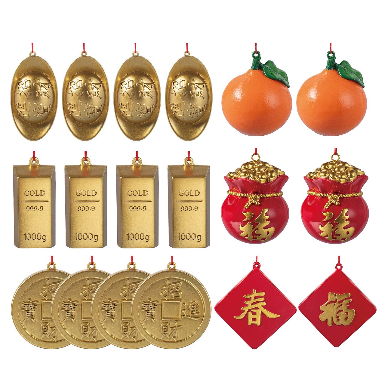 Lunar New Year 20-Piece Ornament Assortment - Oranges Style A & B - Image 1