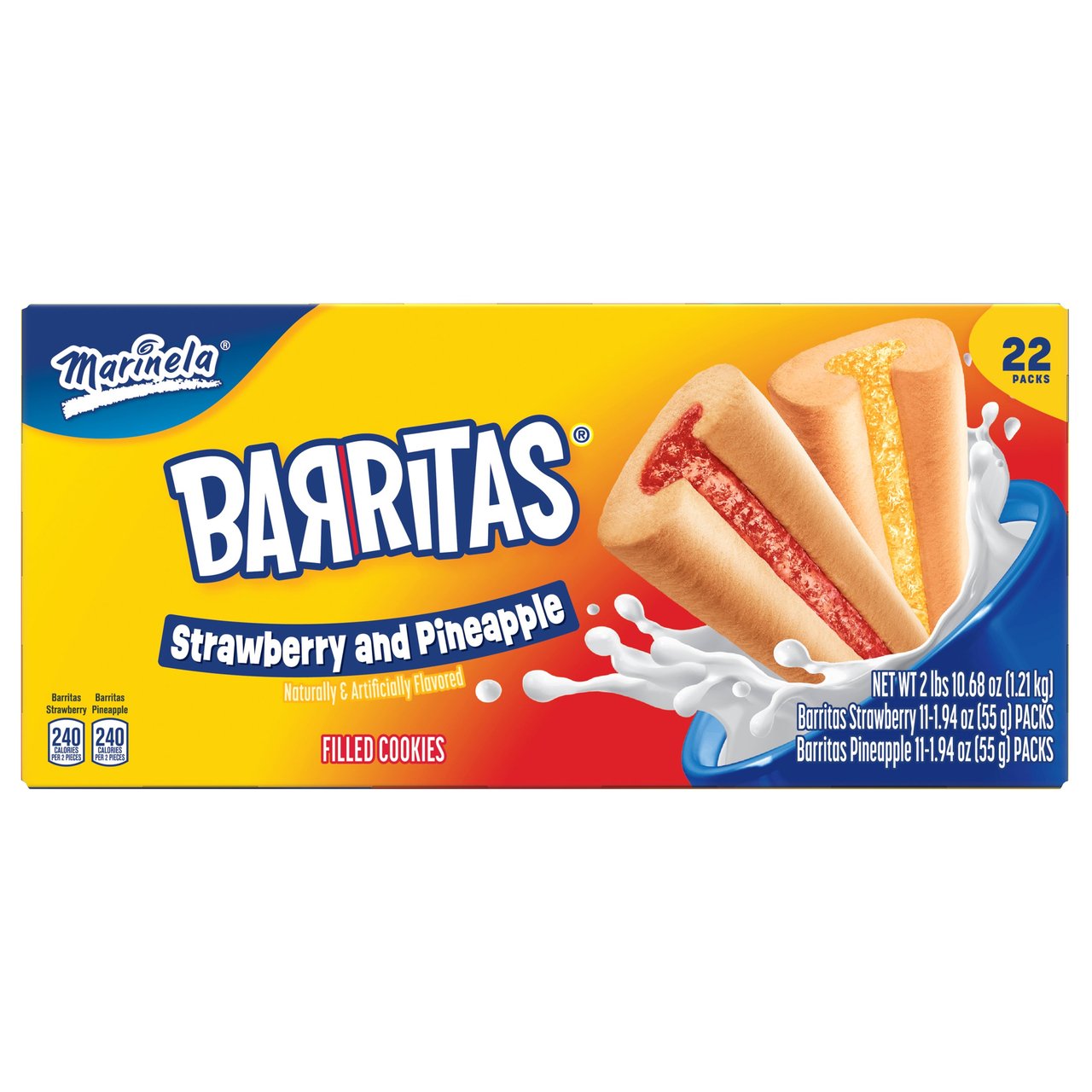 Marinela Barritas Strawberry and Pineapple Filled Cookies, 22 Count, 1.94 oz Each - Image 1