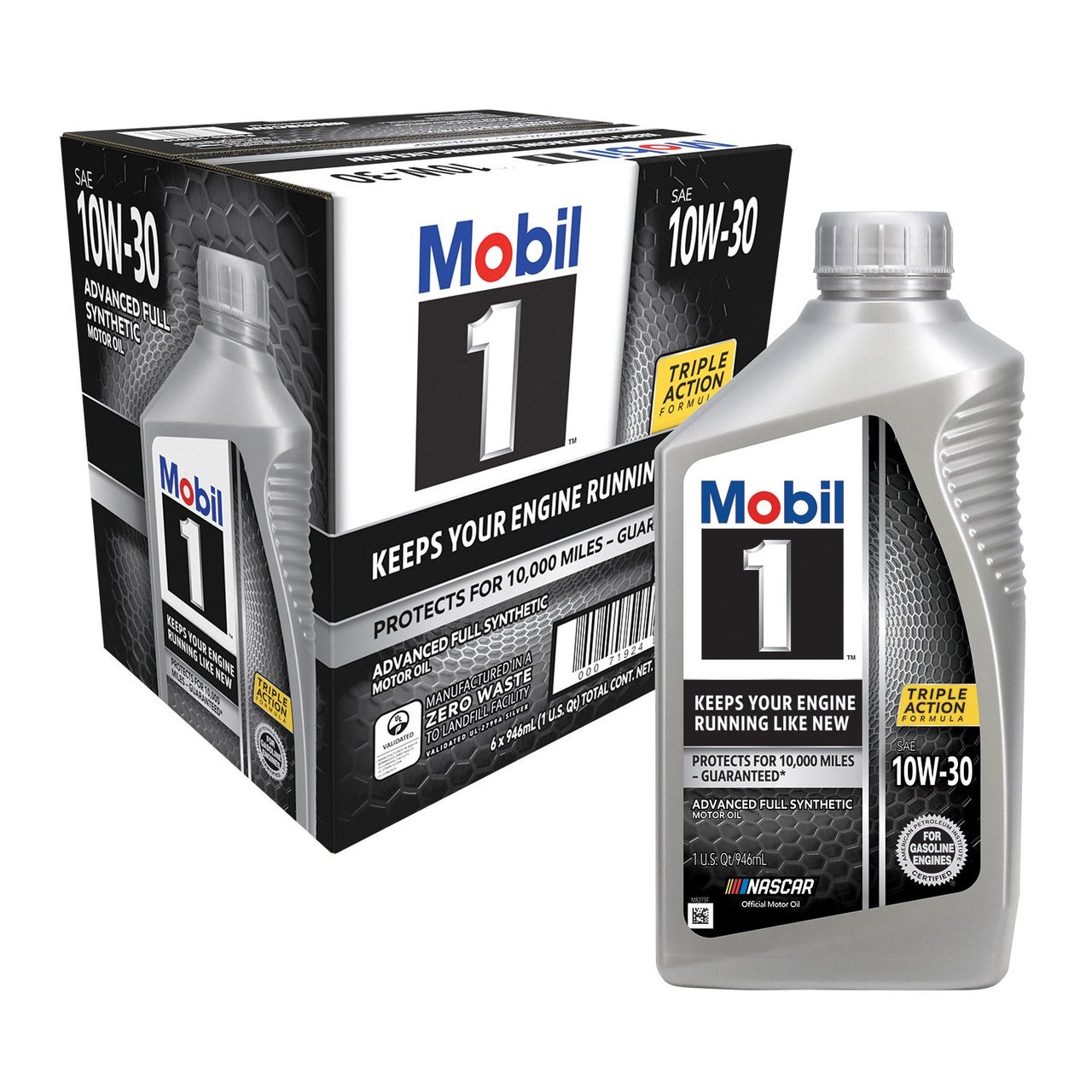 Mobil 1 Advanced Full Synthetic 10W-30 Motor Oil, 6 x 1-Quart Bottles - Image 1