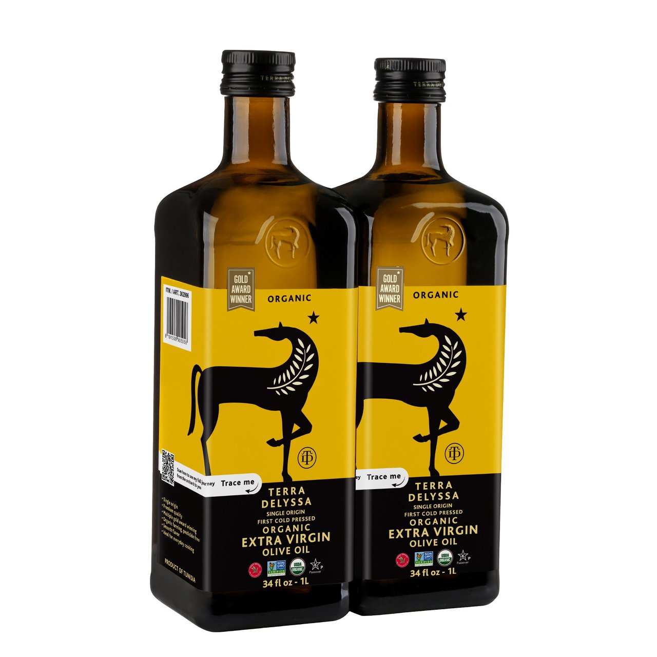 Organic Terra Delyssa Extra Virgin Olive Oil, 2 × 1 Liter - Image 1