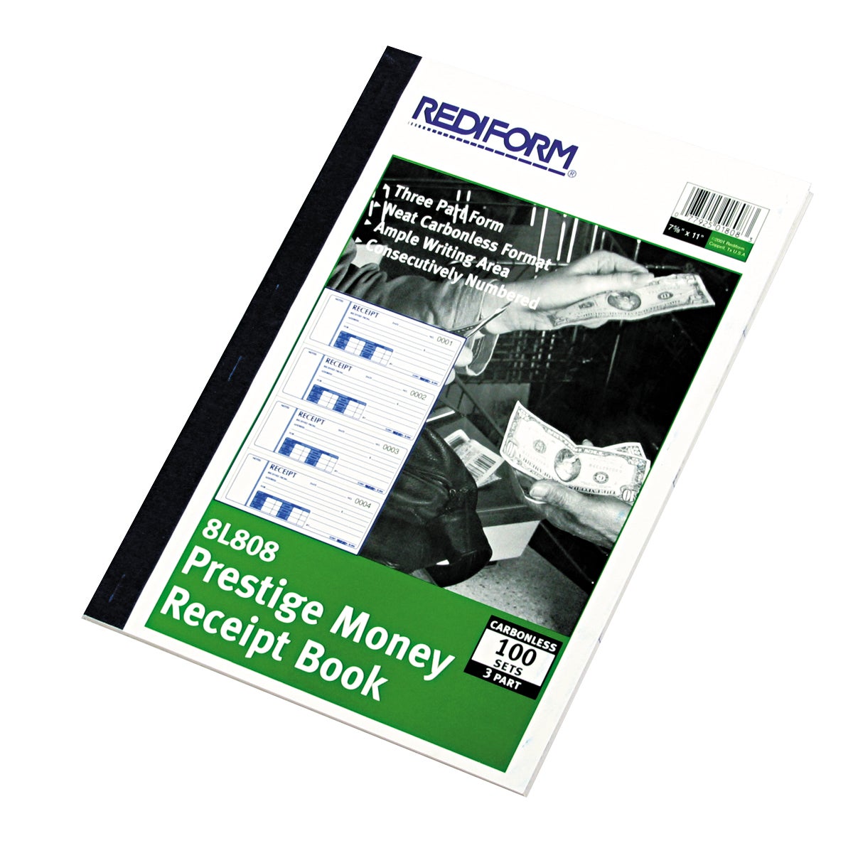 Rediform Money Receipt Book, Triplicate, 4 per Page, 75 Sets