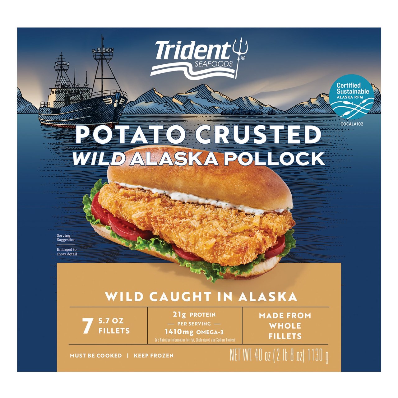 Trident Seafoods Potato Crusted Alaska Pollock 40 oz - Image 1