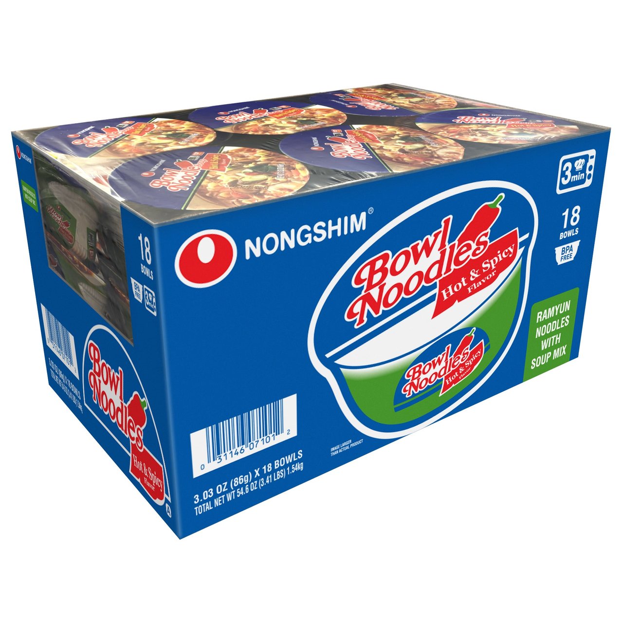 Nongshim Hot & Spicy Bowl 18/3.03 oz - Image 1