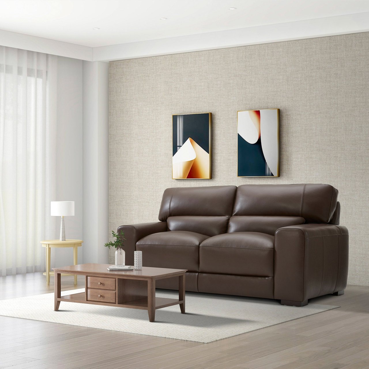 Gilman Creek Rawlins Leather Loveseat in Brown - Image 1